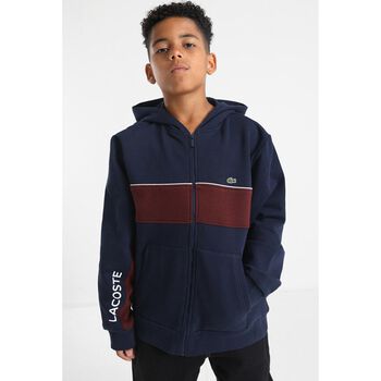 Boys Navy Blue Logo Hooded Zip Up Top