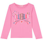 Girls Pink Logo Long Sleeve Top, 1, hi-res