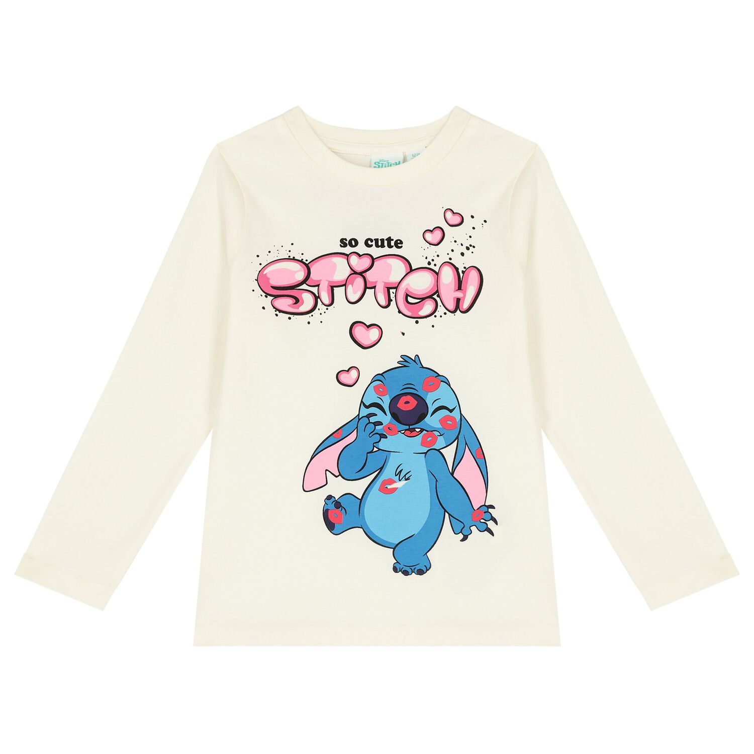 Girls Ivory Lilo & Stitch Long Sleeve Top, 1, hi-res
