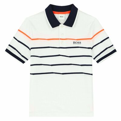 Boys White Mini-Me Logo Polo Shirt