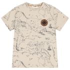 Boys Beige Compass Geo Map T-Shirt, 1, hi-res