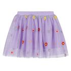 Younger Girls Purple Flower Tulle Skirt, 1, hi-res