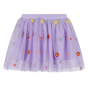 Younger Girls Purple Flower Tulle Skirt
