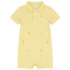 Baby Boys Yellow Logo Polo Romper, 1, hi-res