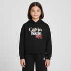 Girls Black Logo Hooded Top, 1, hi-res