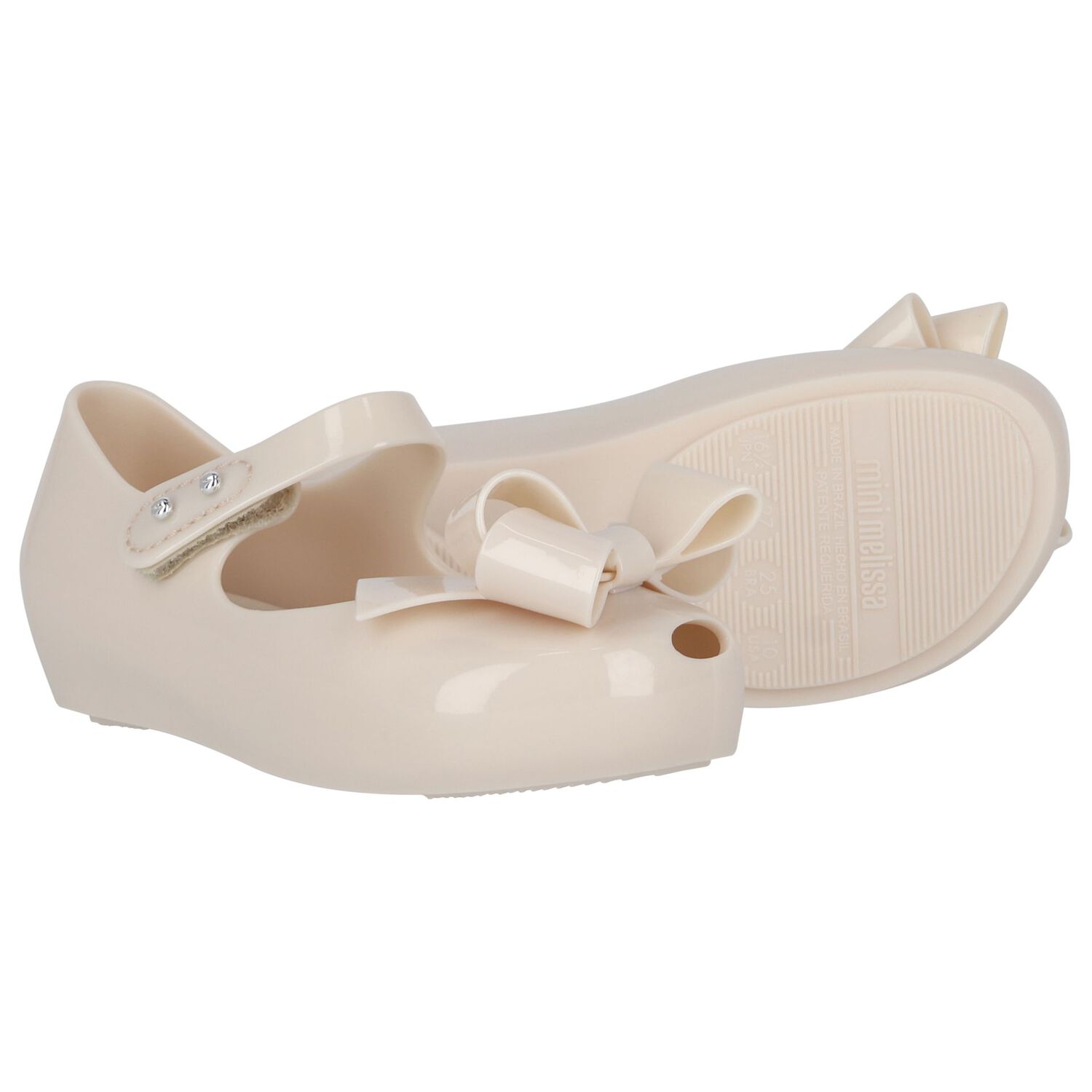 Girls Beige Bow Jelly Shoes, 1, hi-res image number null