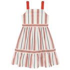 Girls Ivory & Red Striped Dress, 1, hi-res