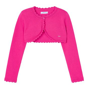 Girls Pink Bolero Knit Cardigan