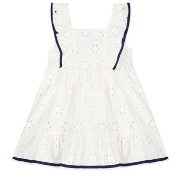 Girls White Broderie Anglaise Dress
