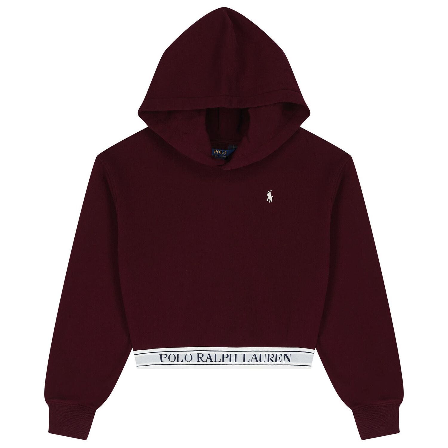 Girls Burgundy Logo Hooded Top, 1, hi-res