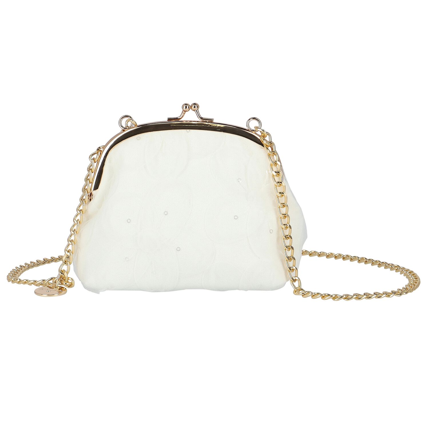 Girls Ivory Tulle Lace Shoulder Bag, 1, hi-res