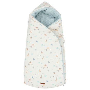 Ivory & Blue Safari Hooded Reversible Baby Nest