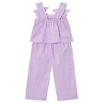Girls Purple 3D Flower Trousers Set