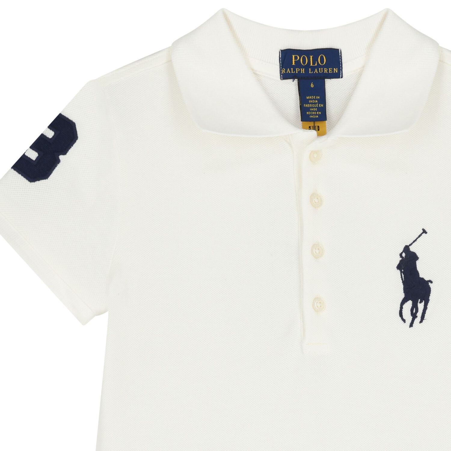 Girls White Logo Polo Dress , 1, hi-res
