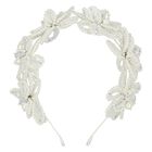 Girls White Embellished Crystal & Pearl Headband, 1, hi-res