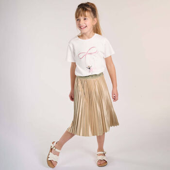 Girls Gold Pleated Skirt
