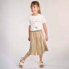 Girls Gold Pleated Skirt, 1, hi-res