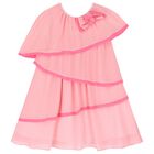 Girls Pink Tiered Chiffon Dress, 1, hi-res