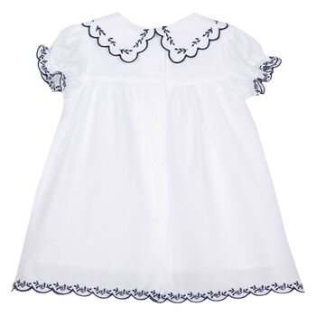 Baby Girls White Floral Scalloped Dress