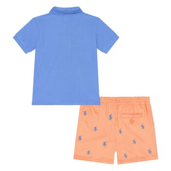 Baby Boys Blue & Orange Shorts Set