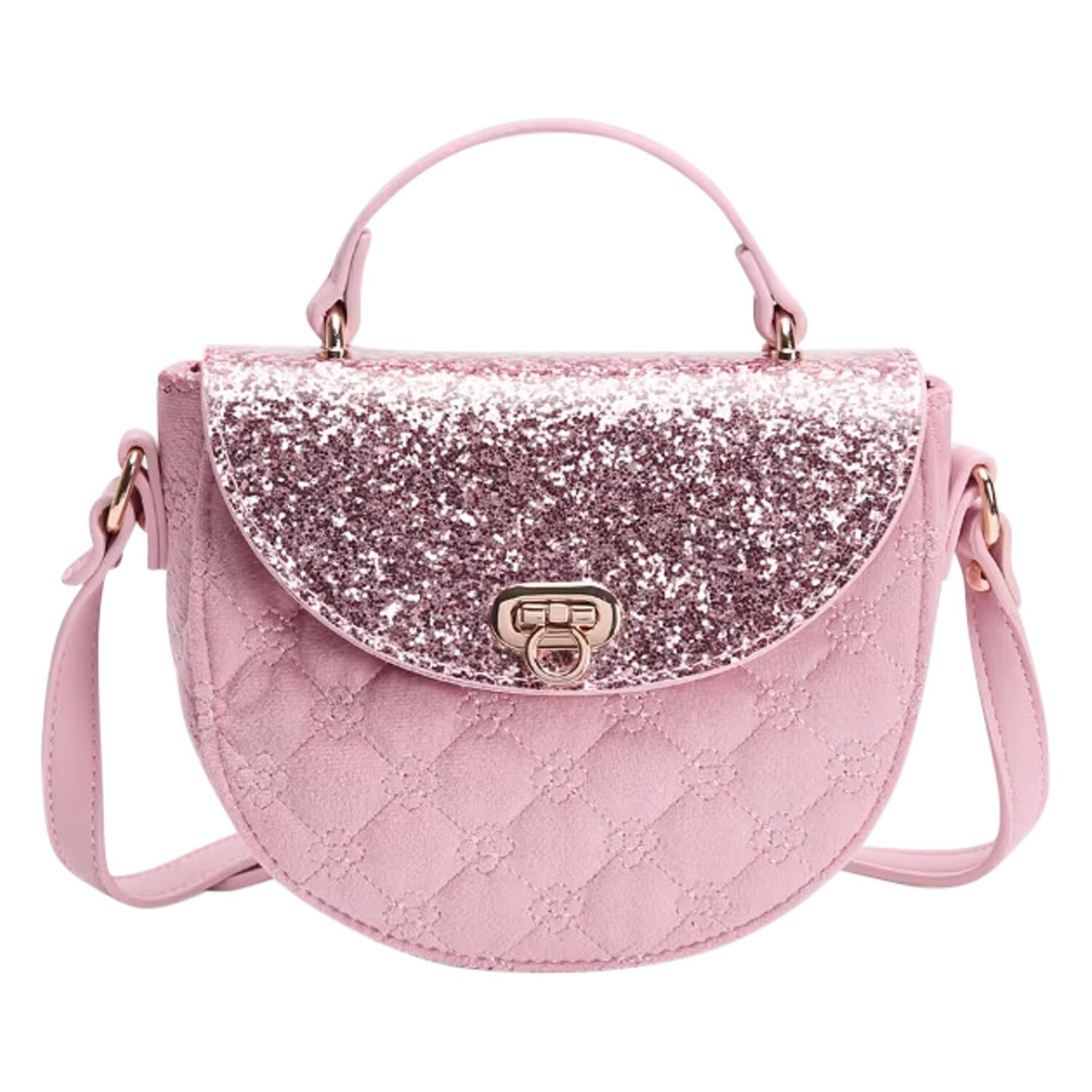 Girls Pink Glitter Handbag, 2, hi-res