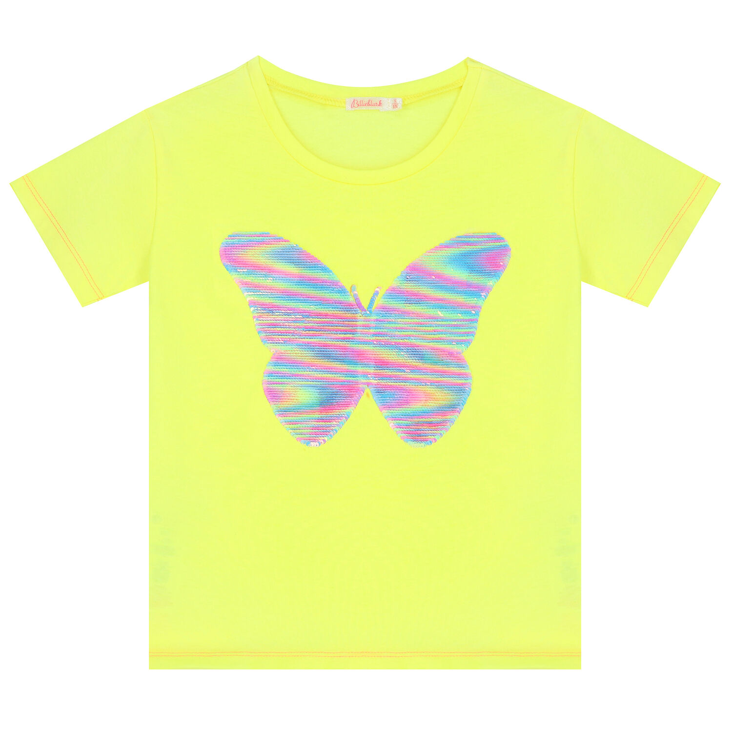 Girls Yellow Sequin Butterfly T-Shirt, 2, hi-res