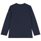 Boys Navy Blue Logo Long Sleeve Top, 1, hi-res