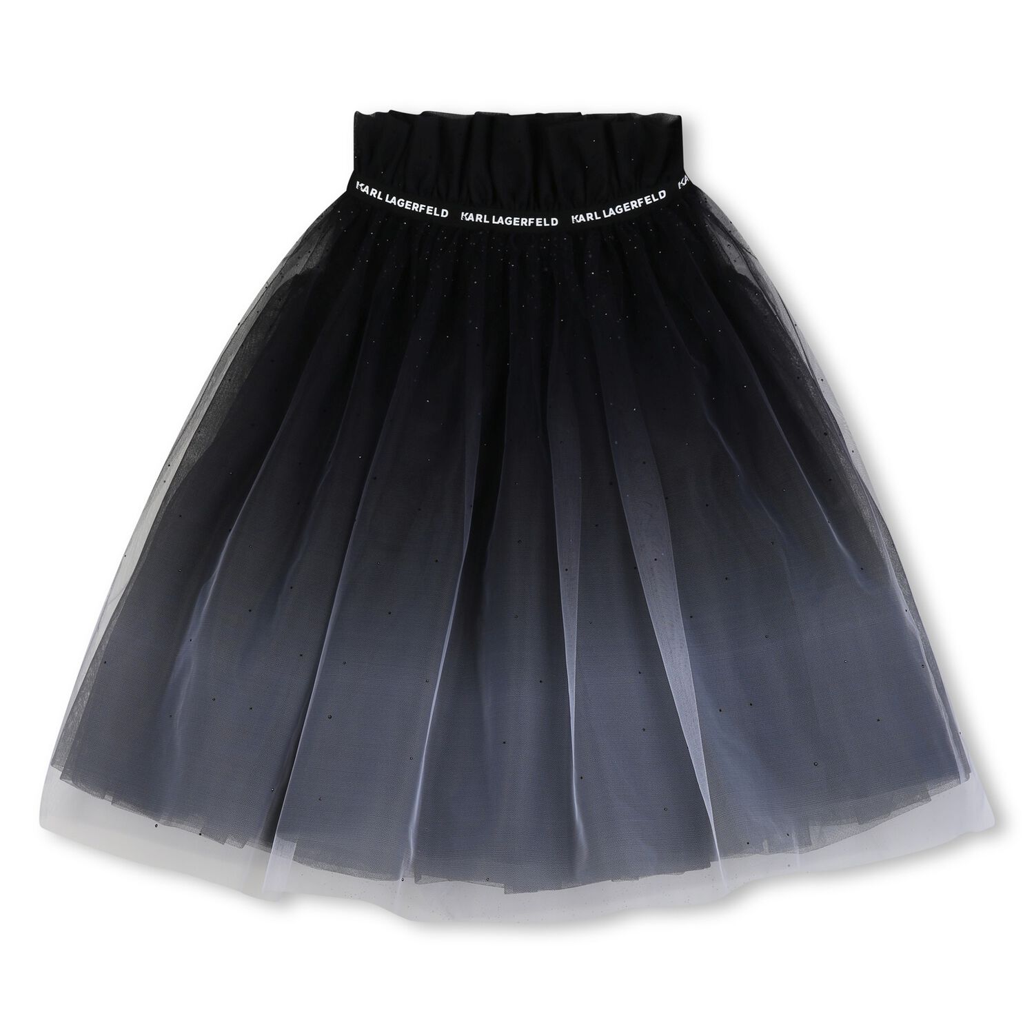 Girls Black Logo Tulle Skirt, 1, hi-res