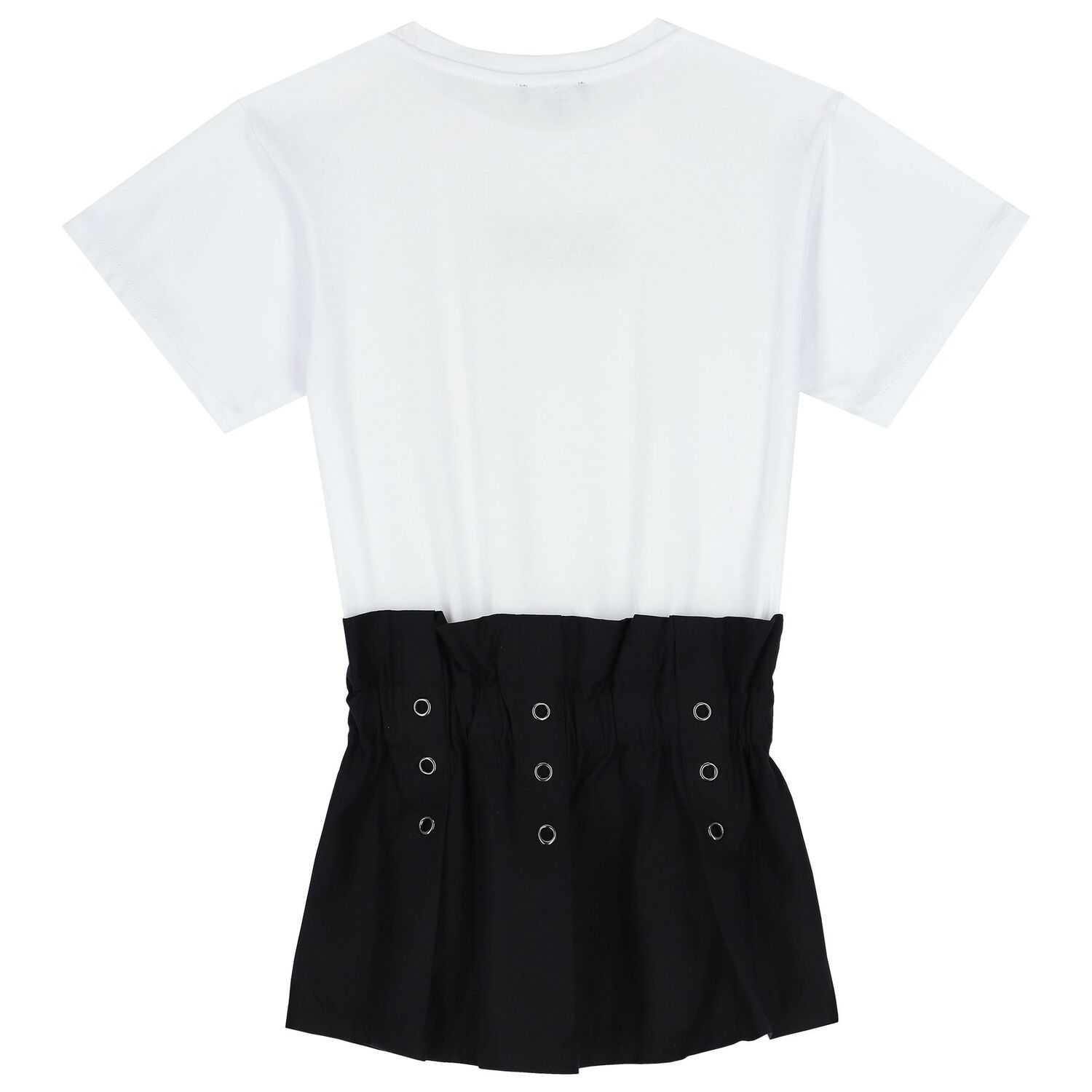 Girls White & Black Logo Dress, 1, hi-res