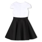 Girls White & Black Logo Dress, 1, hi-res