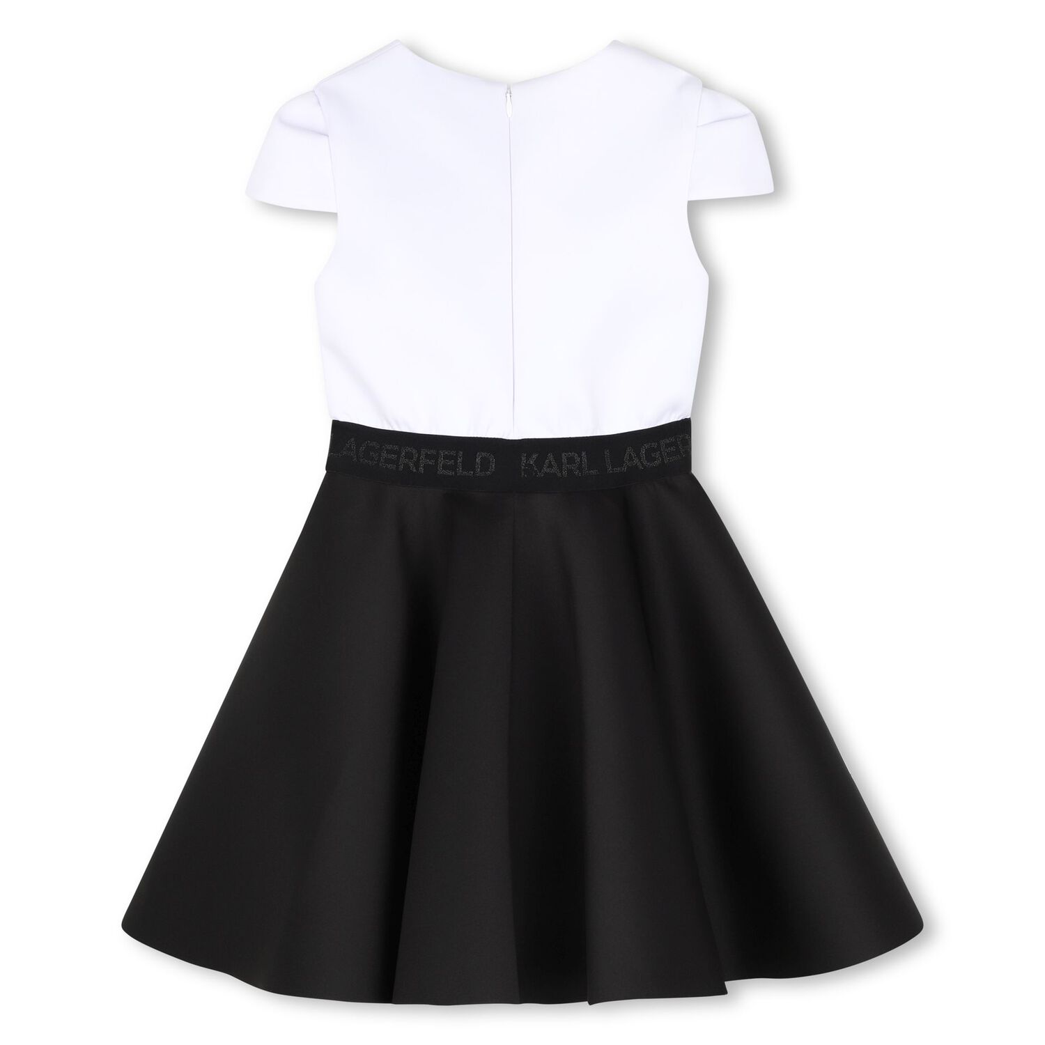 Girls White & Black Logo Dress, 1, hi-res