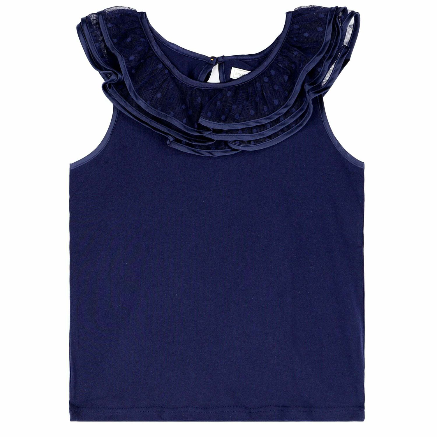 Girls White Cotton Top, 1, hi-res