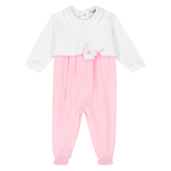 Baby Girls White & Pink Love Babygrow