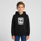 Boys Black Logo Hooded Top, 1, hi-res