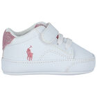 Baby Girls White Logo Pre Walker Shoes, 1, hi-res