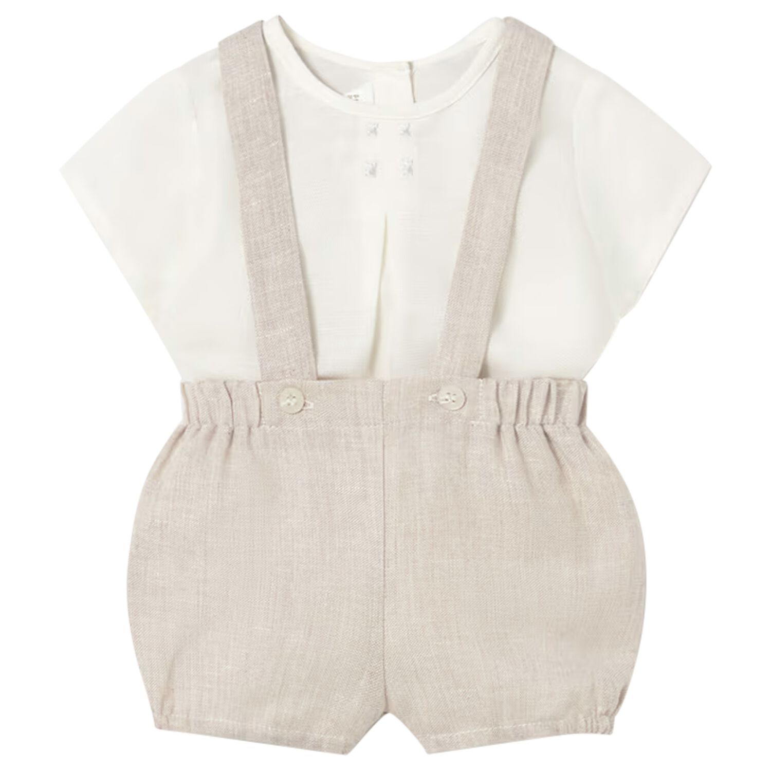 Baby Boys Ivory & Beige Shorts Set , 2, hi-res