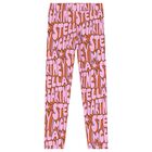 Girls Pink & Orange Logo Leggings, 1, hi-res