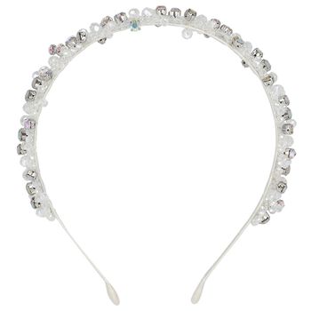 Girls Rainbow & White Diamante Headband