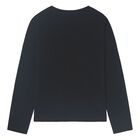 Girls Black Embellished Long Sleeve Top, 1, hi-res