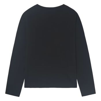Girls Black Embellished Long Sleeve Top