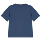 Boys Blue Logo Print Cotton T-Shirt, 1, hi-res