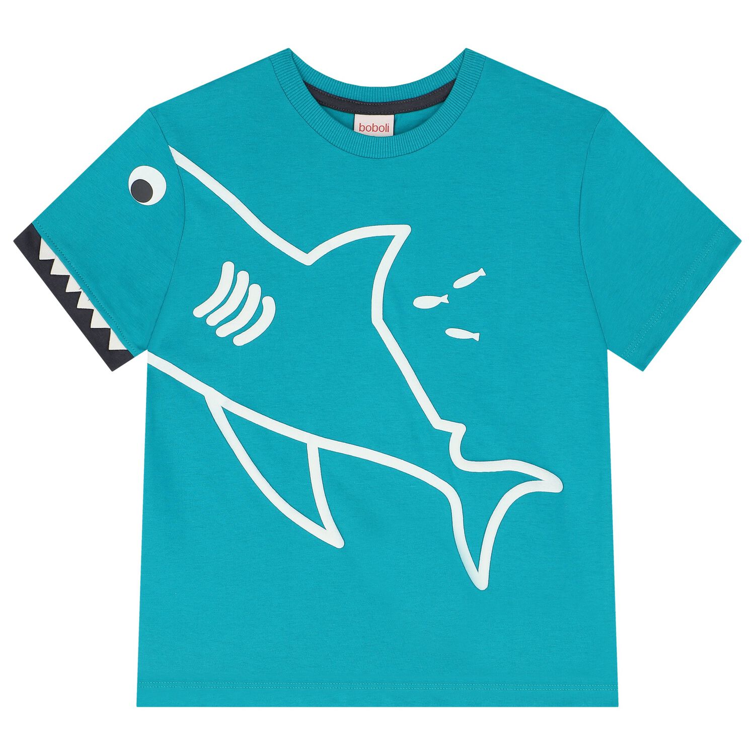 Boys Blue Shark T-Shirt, 1, hi-res