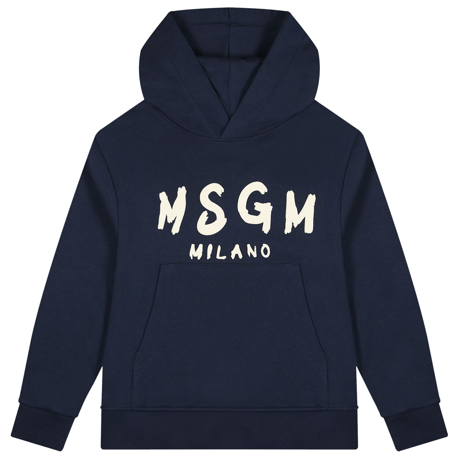 Navy Blue & Ivory Logo Hooded Top, 5, hi-res