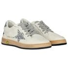 Girls Ivory & Silver Logo Trainers, 1, hi-res