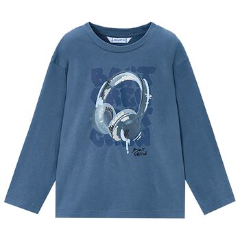 Boys Blue Headphone Long Sleeve Top