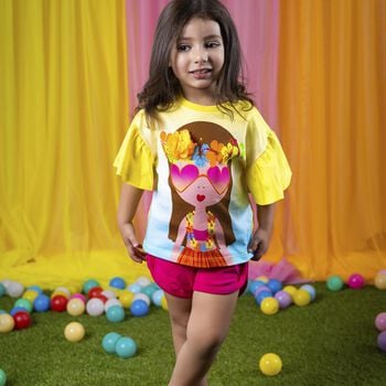 Girls Yellow & Blue T-Shirt