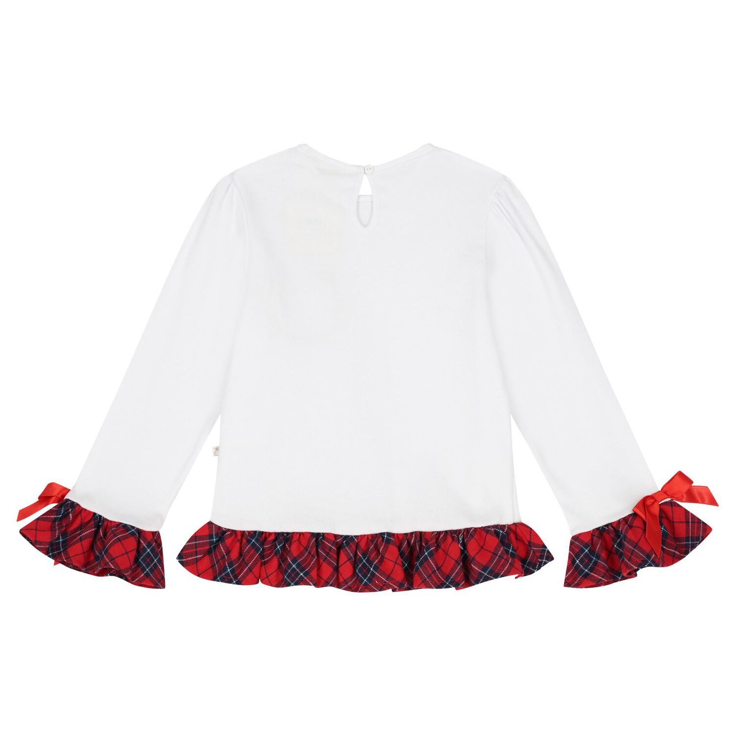 Girls White & Red Tartan Check Pyjamas, 1, hi-res