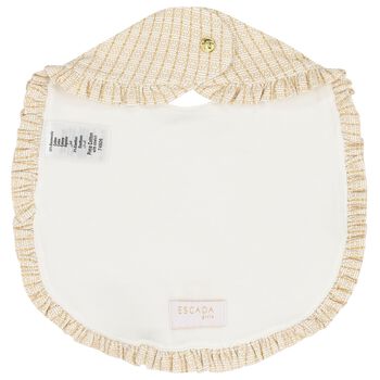 Baby Girls Ivory & Gold Ruffled Bib