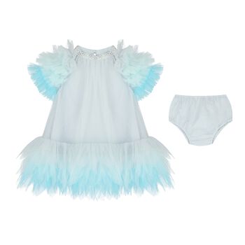 Baby Girls Blue Ruffled Tulle Dress Set