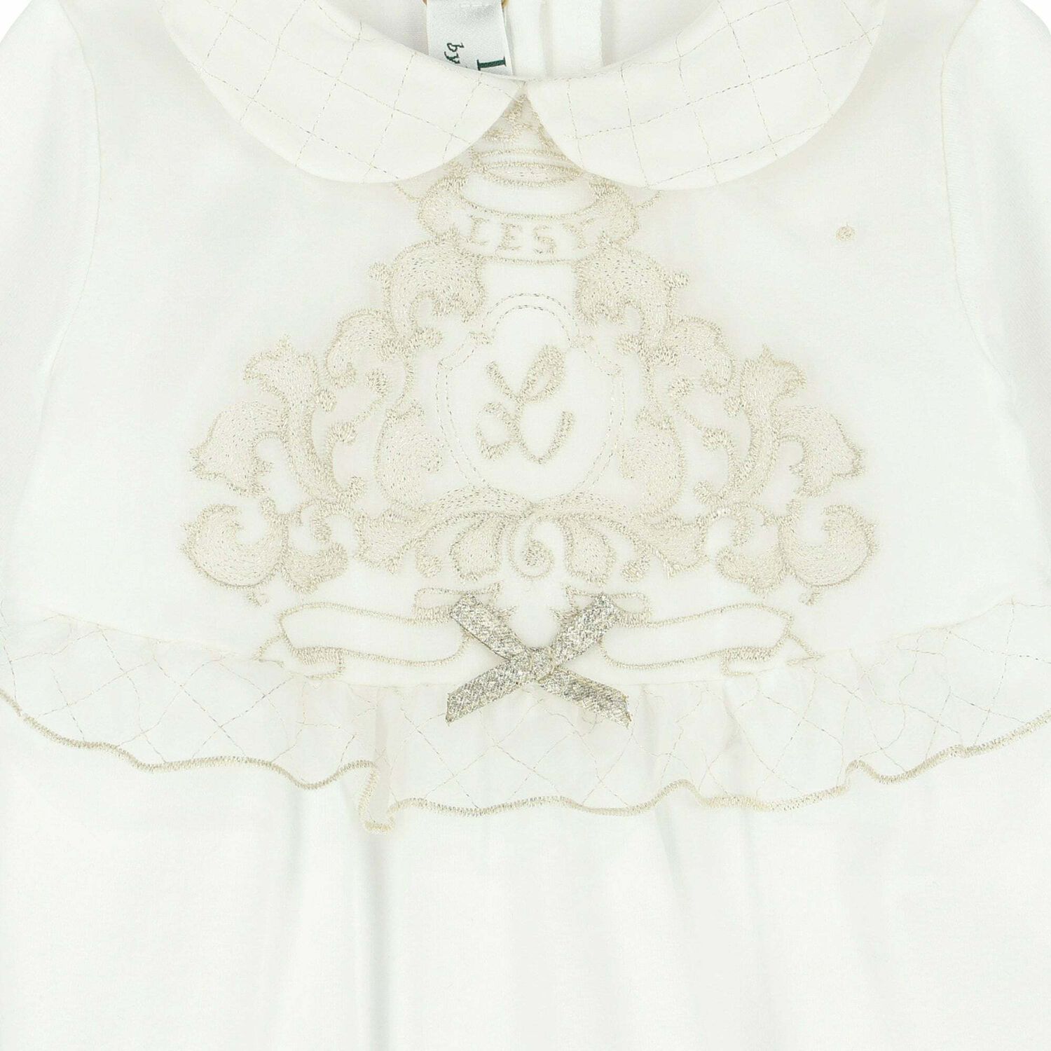 Baby Girls White & Gold Babygrow, 1, hi-res